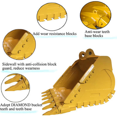 लंबे जीवन काल के लिए बाल्टी उत्खनन के लिए बाल्टी बिल्ली के लिए पत्थर हिताची कोमात्सु