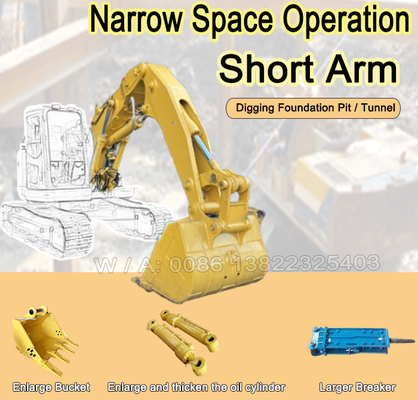 Cat Hitachi Komatsu Excavator Tunnel Boom Excavator छोटा हाथ Excavator छोटा बूम हाथ Excavator बूम और हाथ Digger बूम हाथ शॉर्ट रेंज बूम